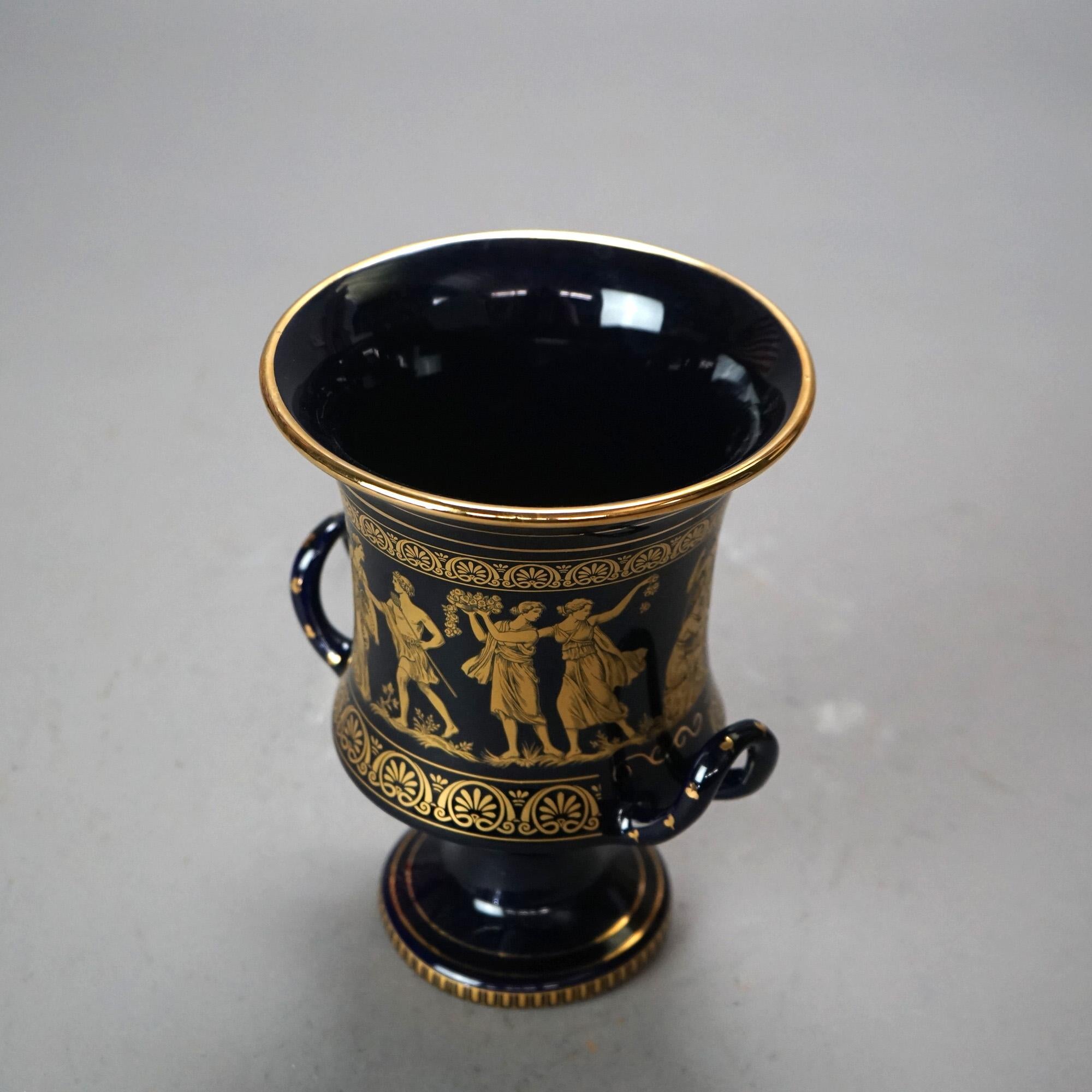 Grecian I. Spyropoulos Greek Neoclassical Gilt Porcelain Urn with Figures 20thC For Sale 1