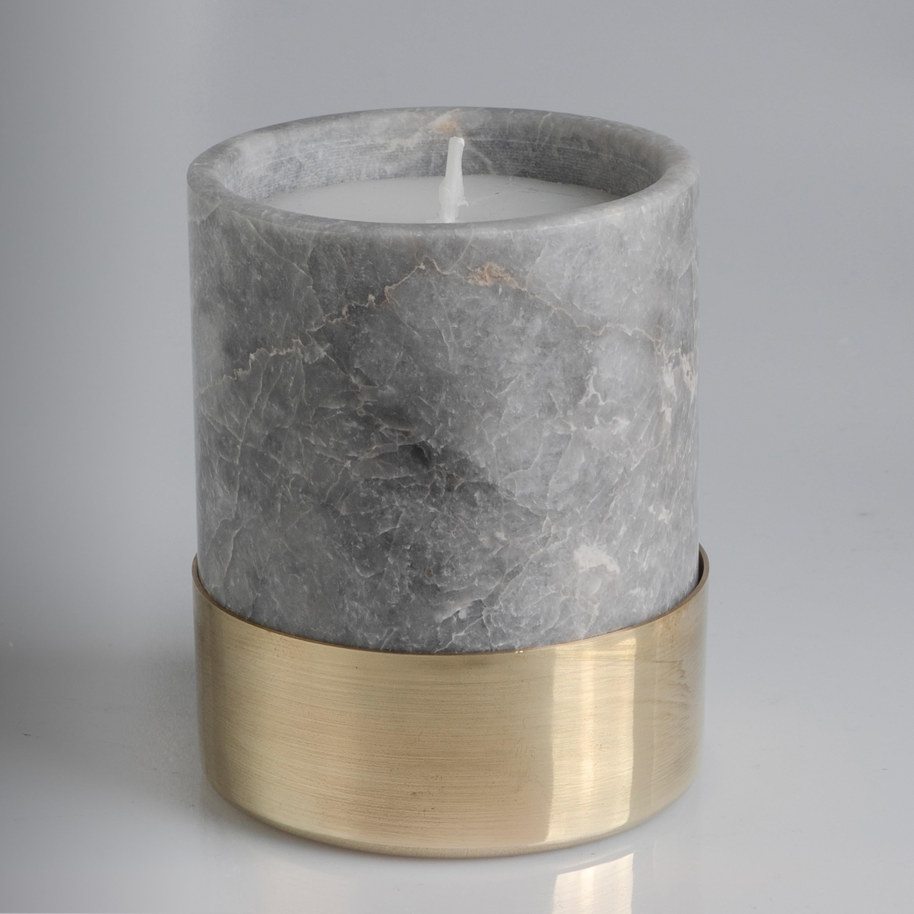 Contemporary Grecian Polished Marble Candleholder For Sale