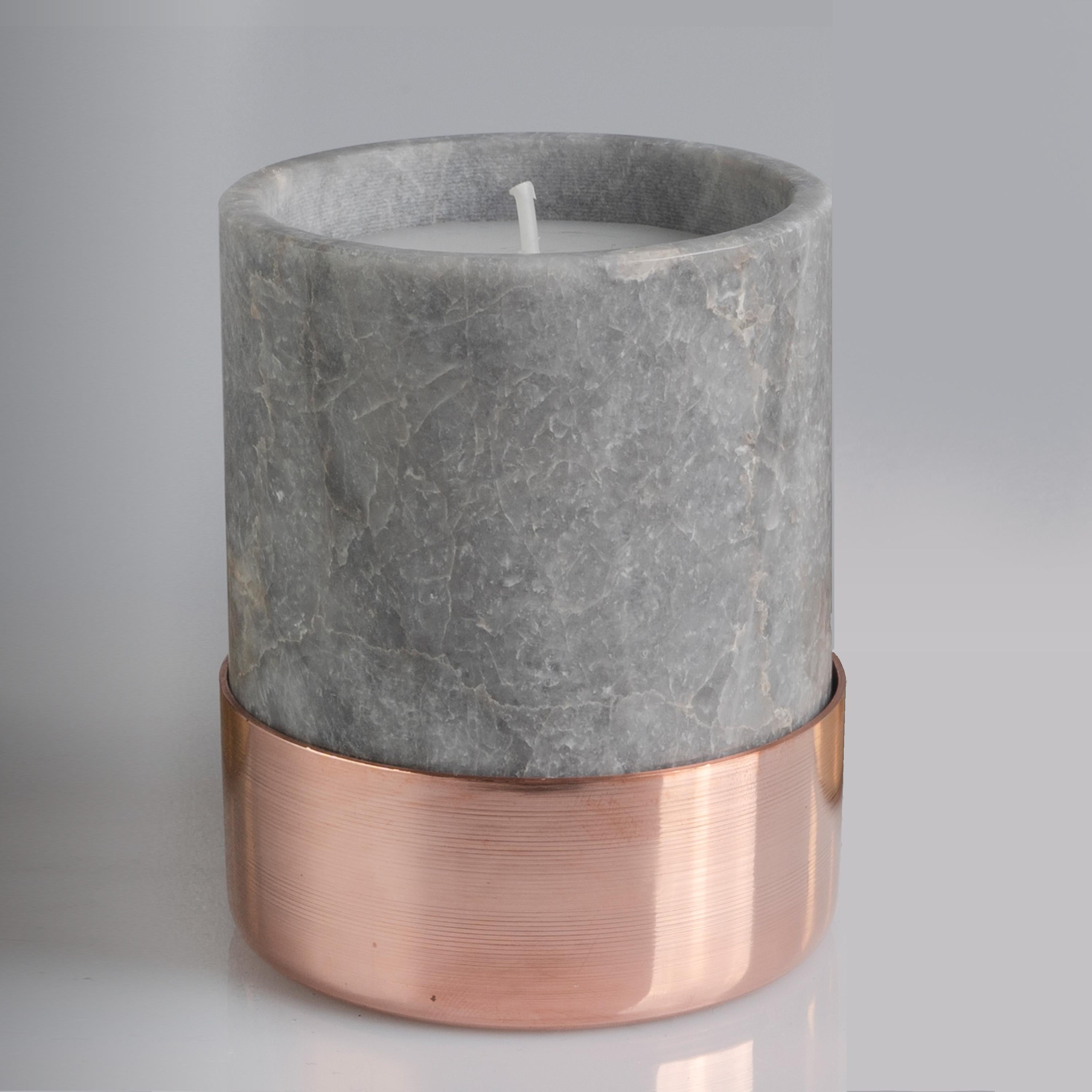 Brass Grecian Polished Marble Candleholder For Sale