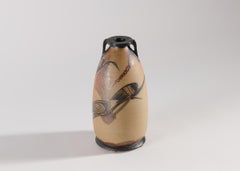 Grecian-style Ceramic Vase with Flying Cranes, Ciboure Pottery, France, 1930s