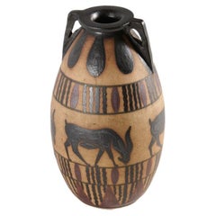 Grecian-style Ceramic Vase with Goats, Ciboure Pottery, France, circa 1925
