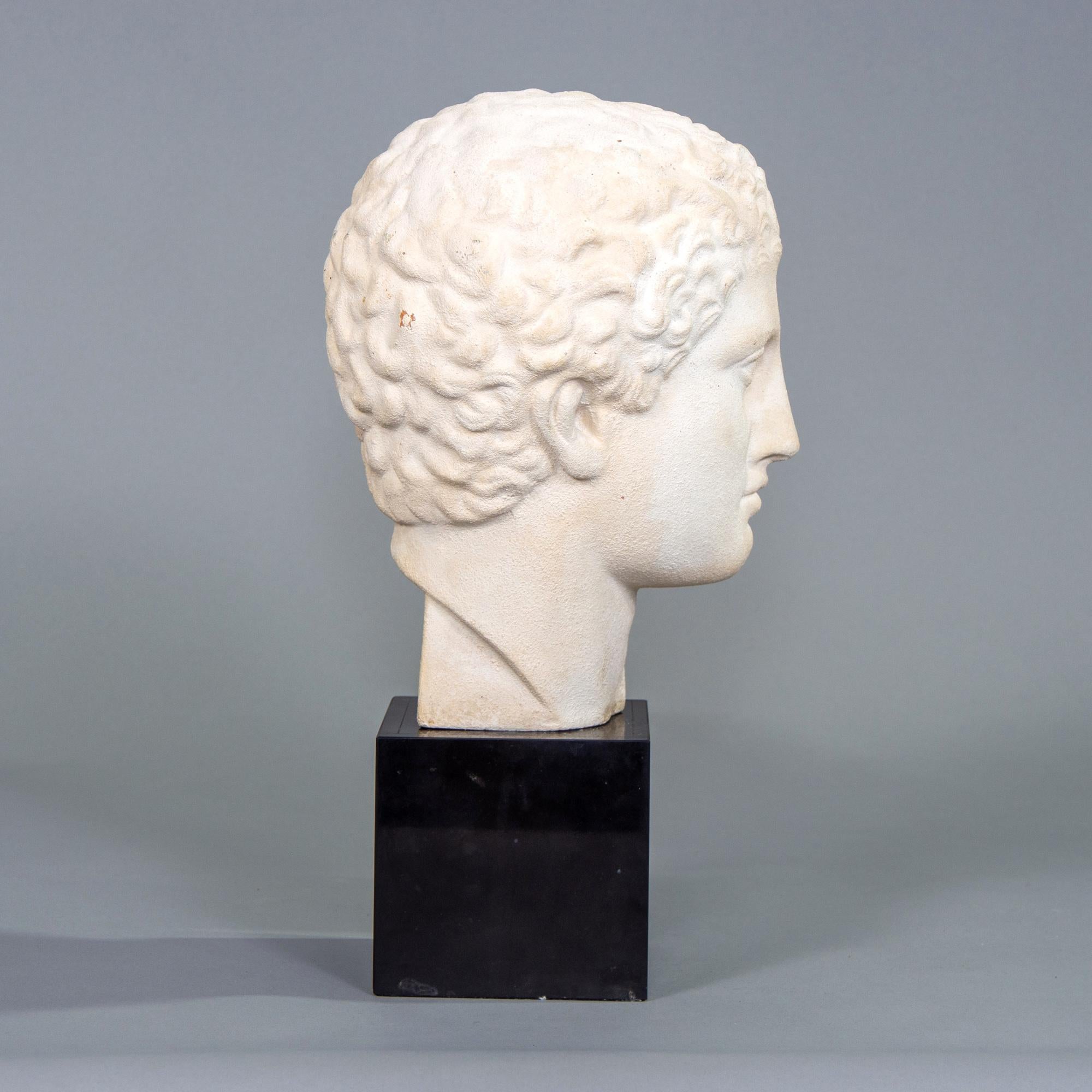 Grecian Style Plaster Bust on Marble Base 1