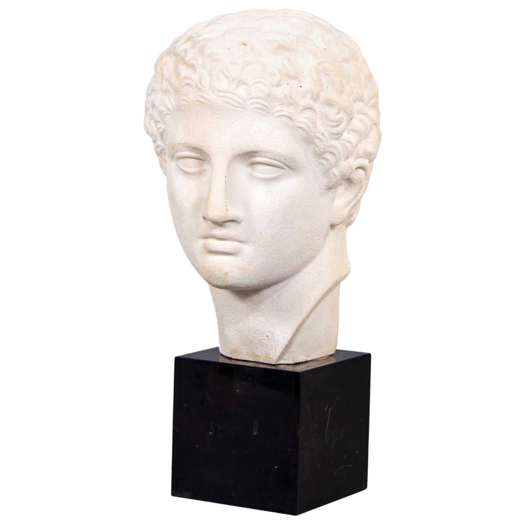 Grecian Style Plaster Bust on Marble Base