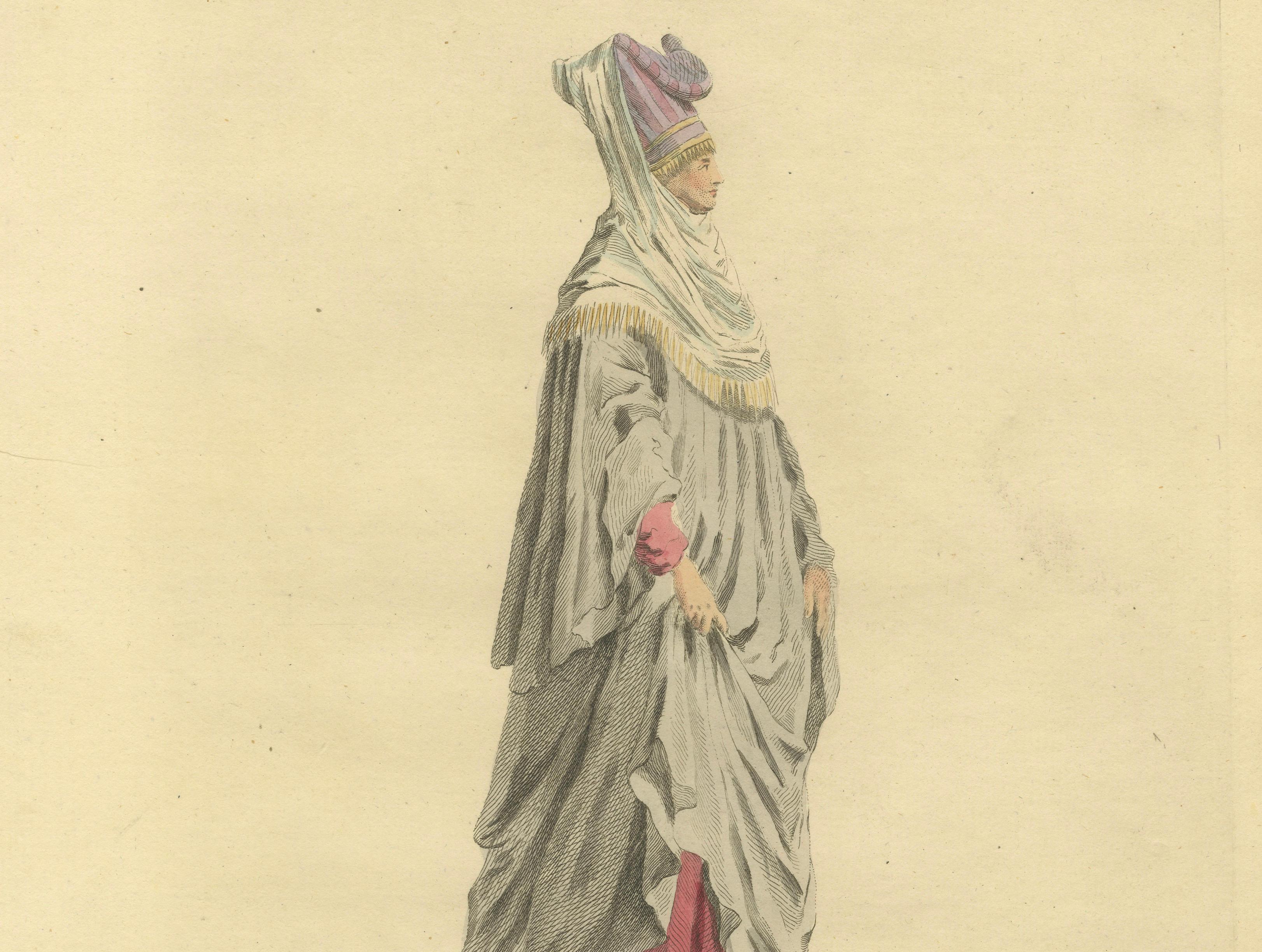 Grecian Woman of Meteline Costume Print, Hand-Colored Jefferys 1749