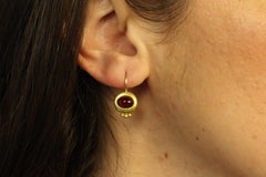 Rubellite Tourmaline Greco Drop Earrings in 20K California Gold