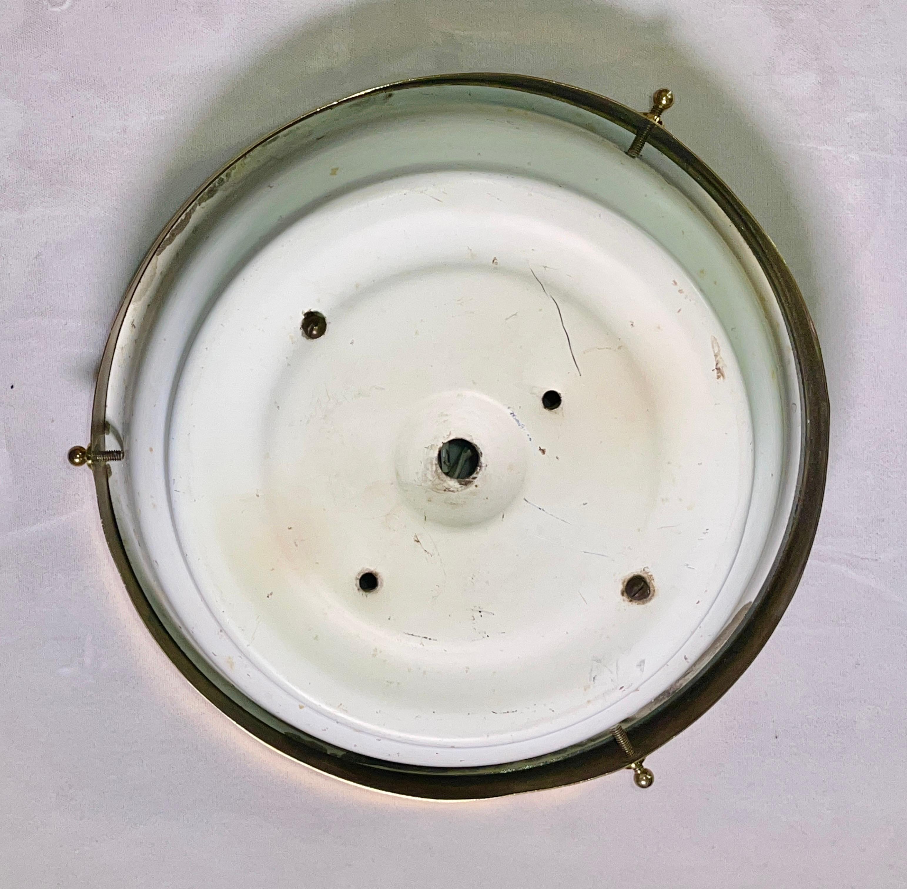 Greco Illuminazione Brass and Domed Glass Petite Round Flushmount  For Sale 4