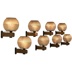 Greco Illuminazione 'Feltre' Set of Eight Wall Lights in Brass Steel and Glass