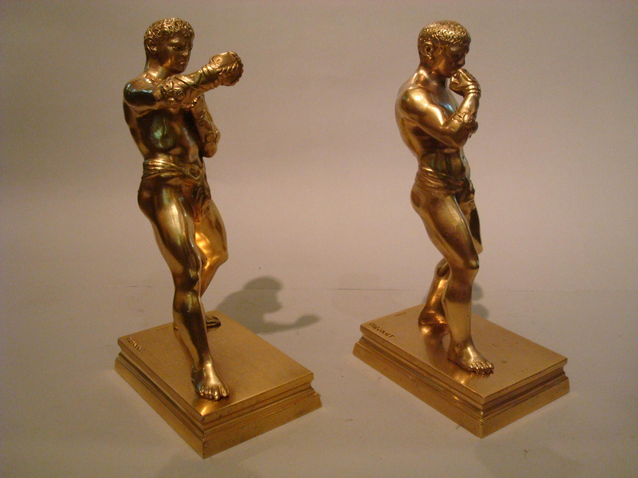 Greco Roman Fighters Gilt Bronze Bookends, France, 1920 For Sale 5