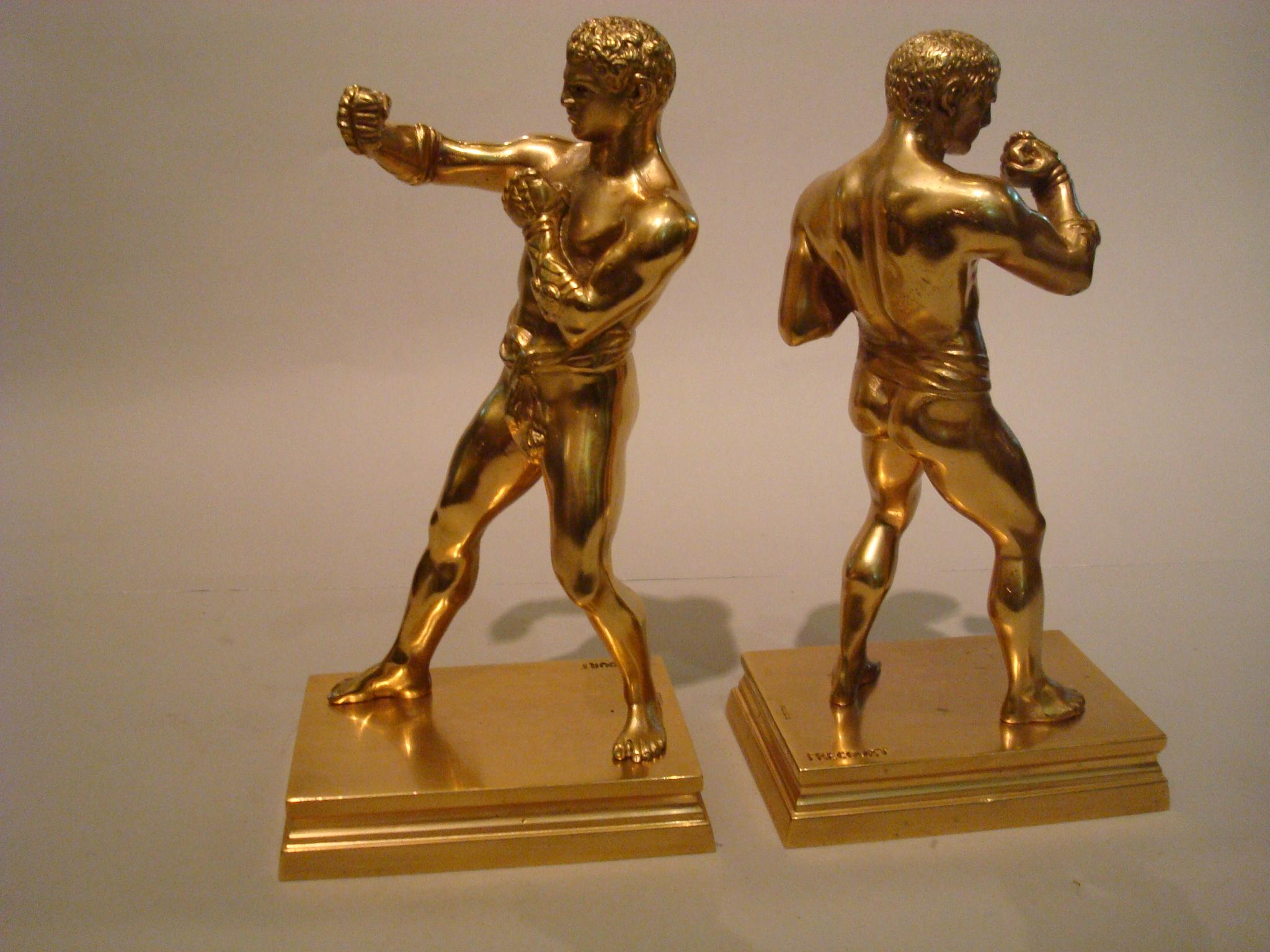 Greco Roman Fighters Gilt Bronze Bookends, France, 1920 For Sale 2