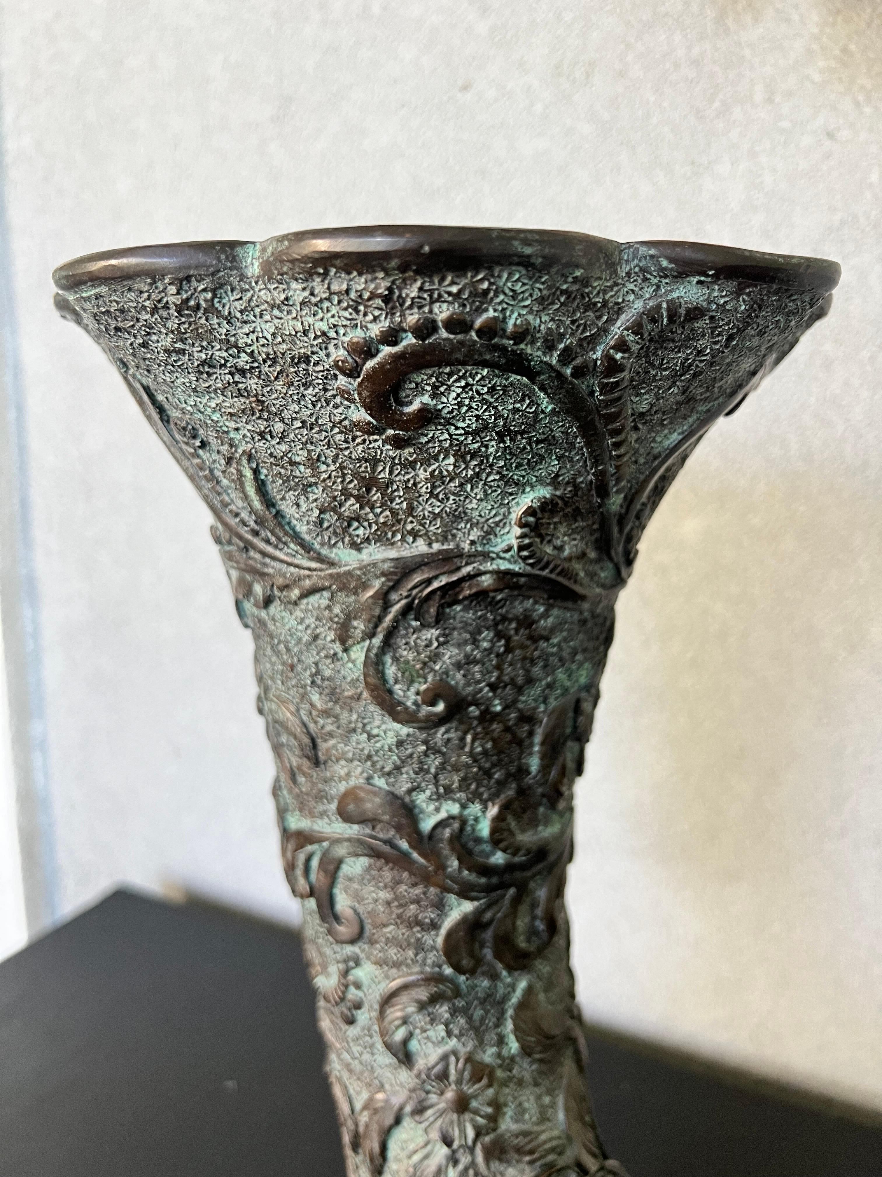 Hand-Made Greco Roman Figural Bronze Cornucopia Form Vase by Maitland Smith For Sale 1