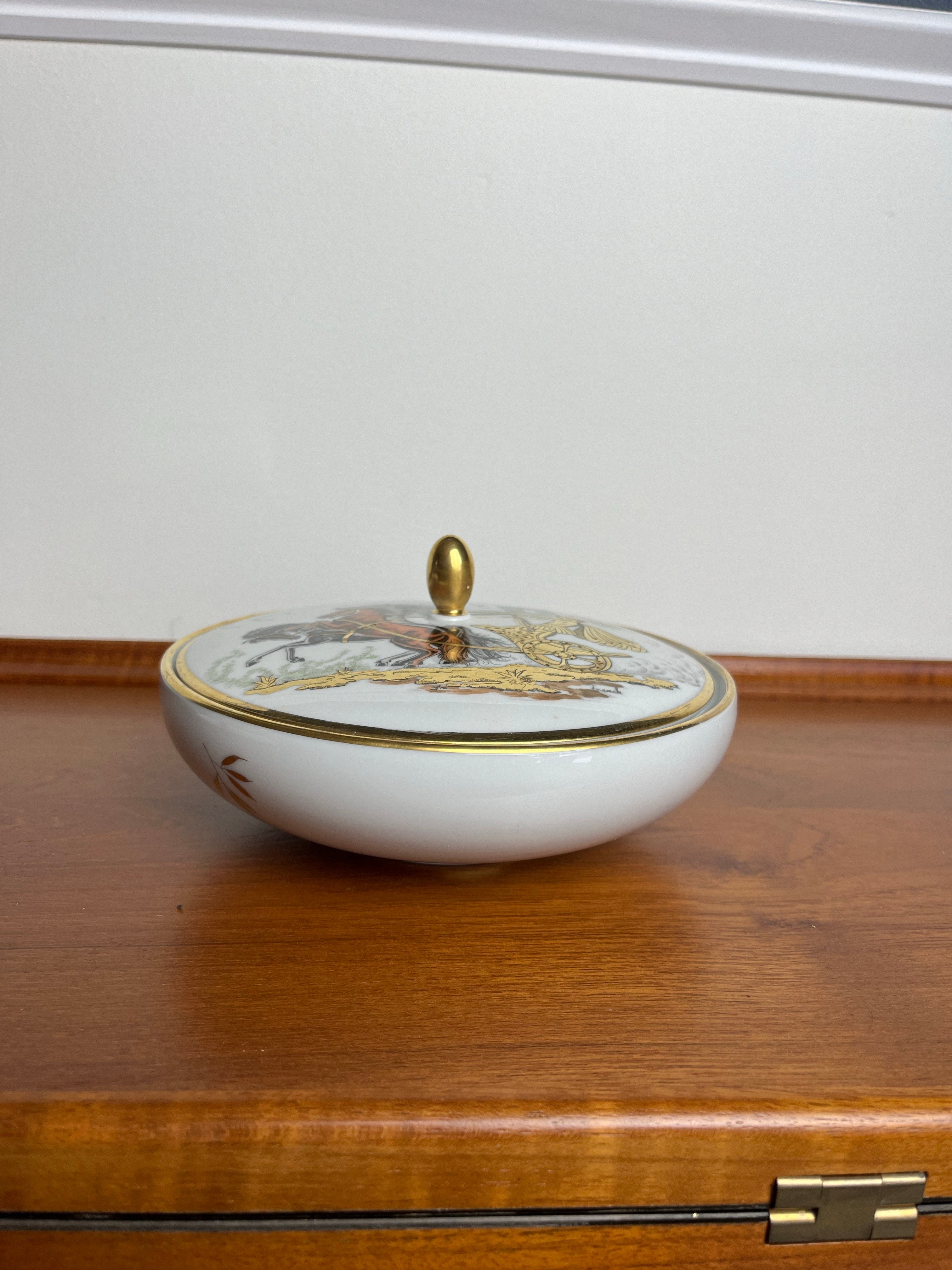 Beautiful Roman Greco lidded bowl. Forest Bavaria Gemany. Great Greco Roman scene depicting Roman Chariot in movement.