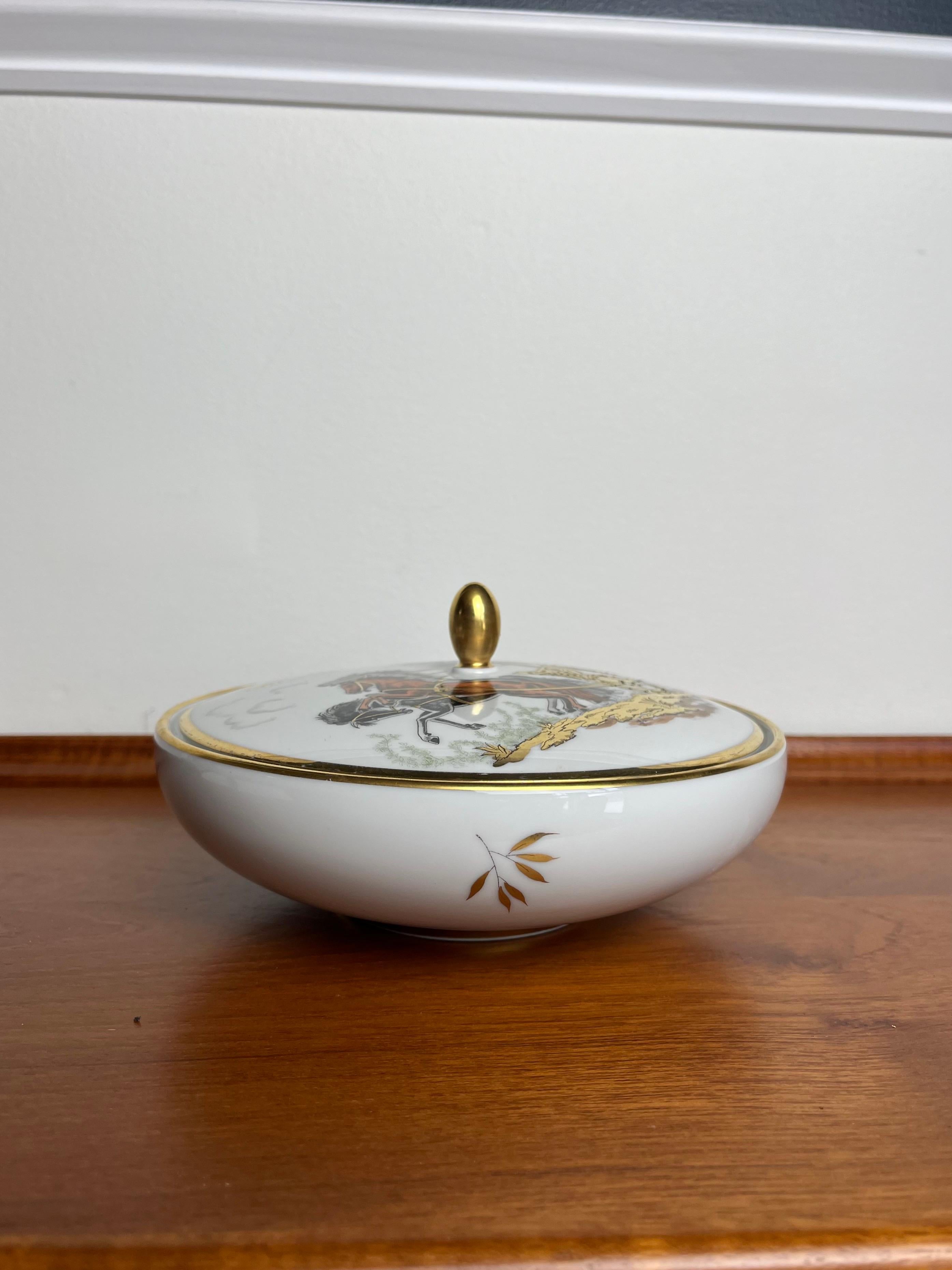 Ceramic Greco Roman Lidded Dish Forest Bavaria Germany For Sale
