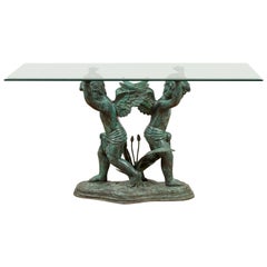 Greco-Roman Style Contemporary Bronze Double Cherub Dining Table Base, Sans Top
