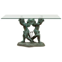 Vintage Greco-Roman Style Contemporary Bronze Double Cherub Dining Table Base