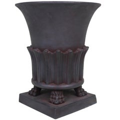 Retro Greco-Roman Style Large Urn Vase, circa 1950 Terra Cotta Matte Black Patina