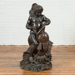 Greco-Roman Bronze Fountain with Putto Riding Dolphin, Lost-Wax Technique