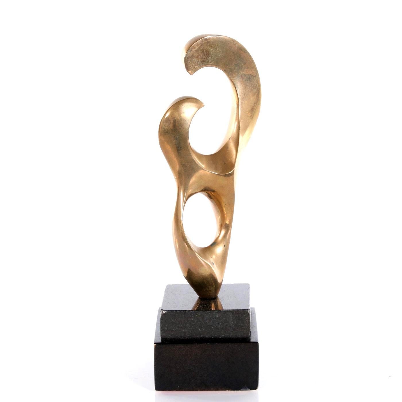 Grediaga Kieff Abstract Sculpture - Kieff Antonio Grediaga "Love I", abstract polished bronze sculpture