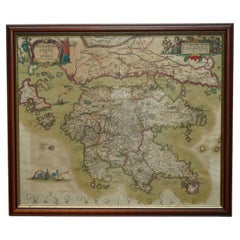 Antique Greece 1660 Jan Jansson Watercolour Map Peloponesus Sive Morea I Laurenbergio