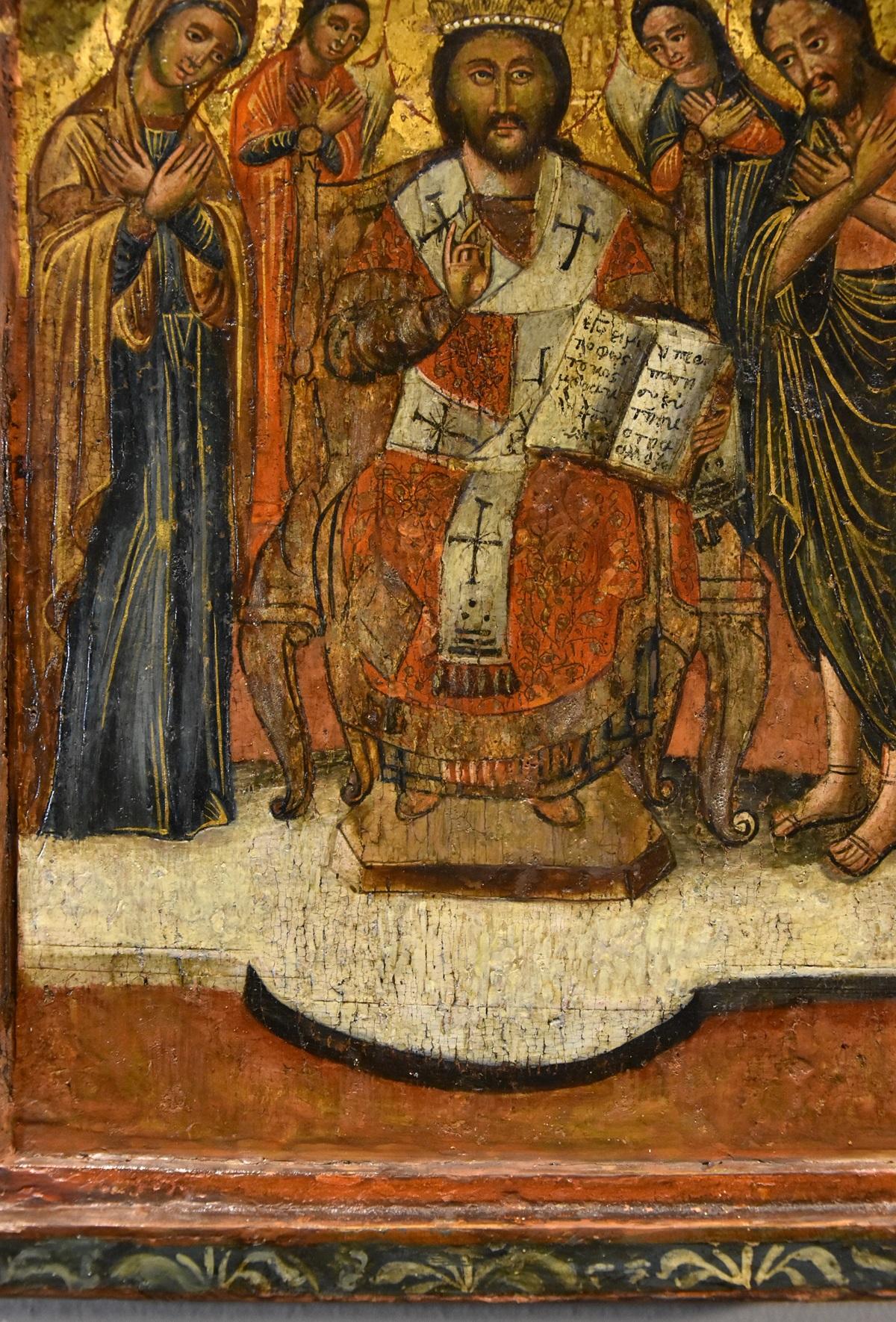 Greek Triptych Icon Deesis Greece 17th Century Paint Tempera on table Religious 10