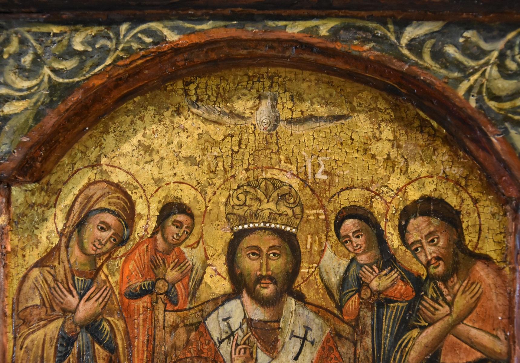 Greek Triptych Icon Deesis Greece 17th Century Paint Tempera on table Religious 5