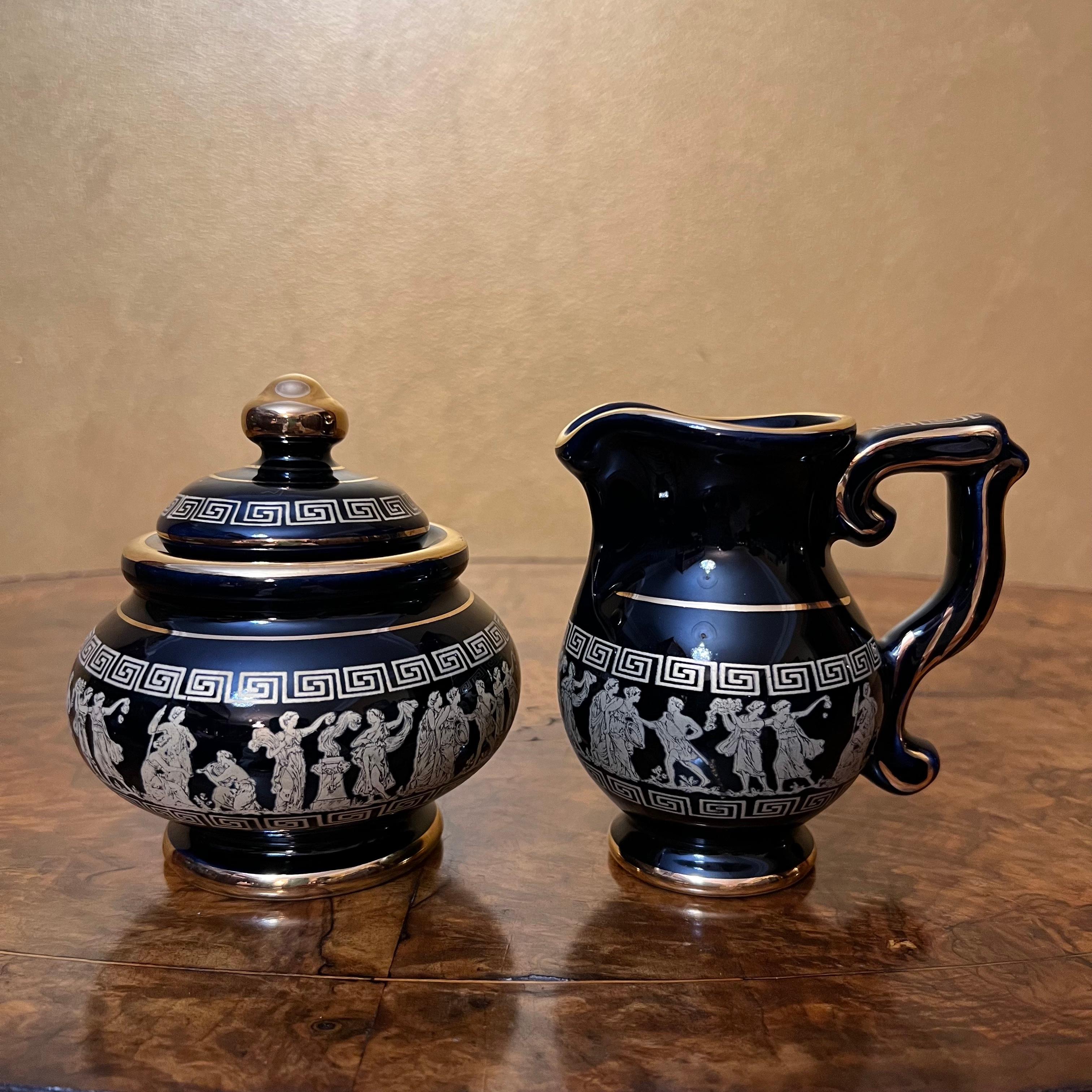 Ceramic Greece 24k Gold 30 Pieces Tea Set For Sale