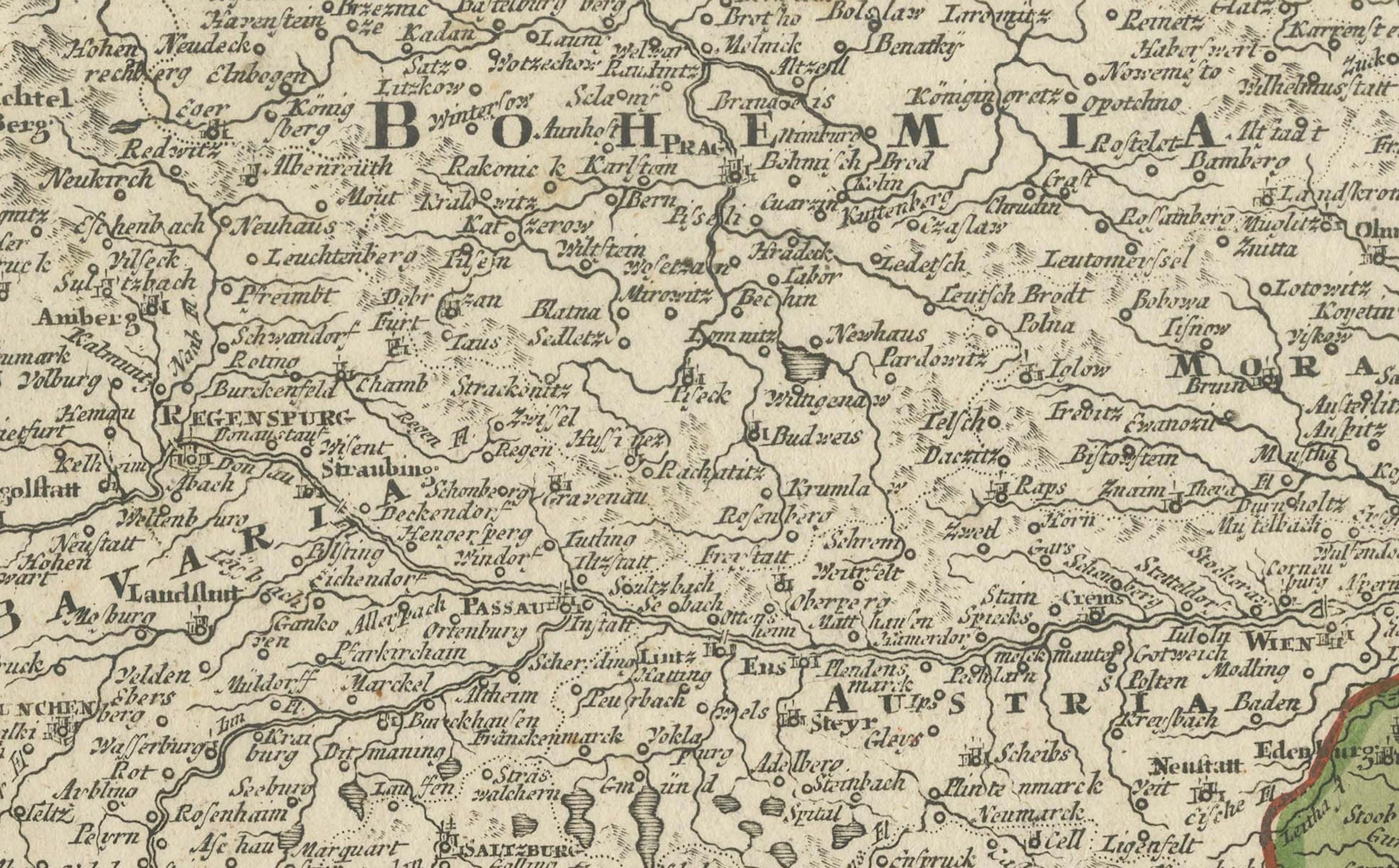 Greece and the Danube Basin Map c.1720 – Antique Engraving of the Balkans

This remarkable early 18th-century map presents a sweeping view of southeastern Europe, centering on the course of the Danube River and extending across modern-day Greece,