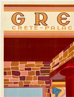 GREECE - CRETE PALACE OF CNOSSOS Original Vintage Greek Midcentury Travel Poster