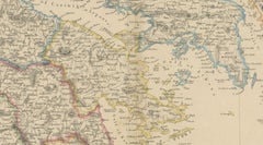 Greece & Ionian Islands Map, Antique Hand-Colored Map, 1860