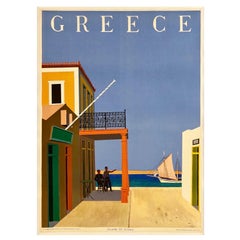 GREECE - ISLAND OF HYDRA Original Vintage Greek Midcentury Travel Poster