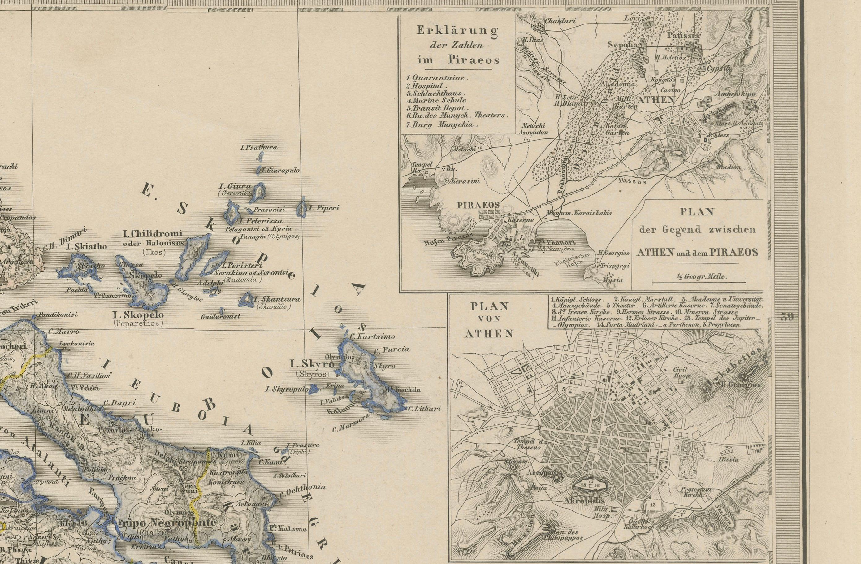 Tedesco Mappa della Grecia - Regno di Grecia e Isole Ionie 1847 in vendita