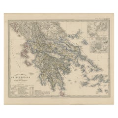 Antique Greece Map – Kingdom of Greece and Ionian Islands 1847