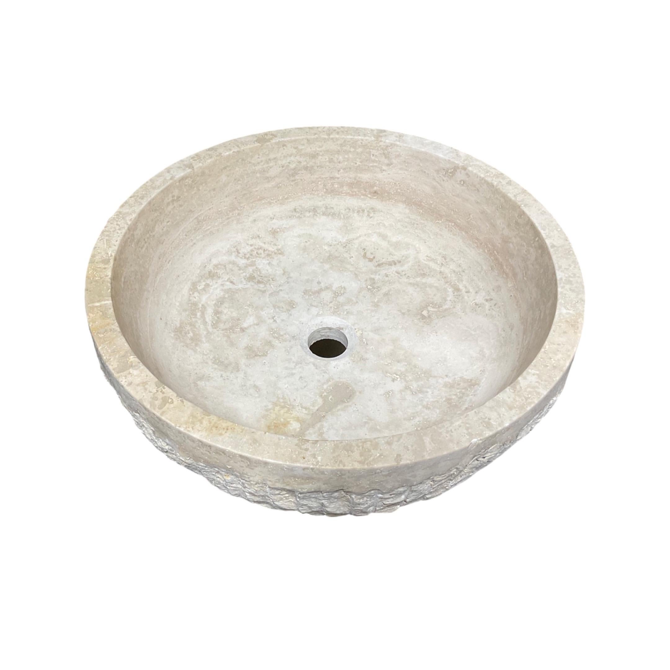Greece Travertine Sink Bowl In Good Condition For Sale In Dallas, TX