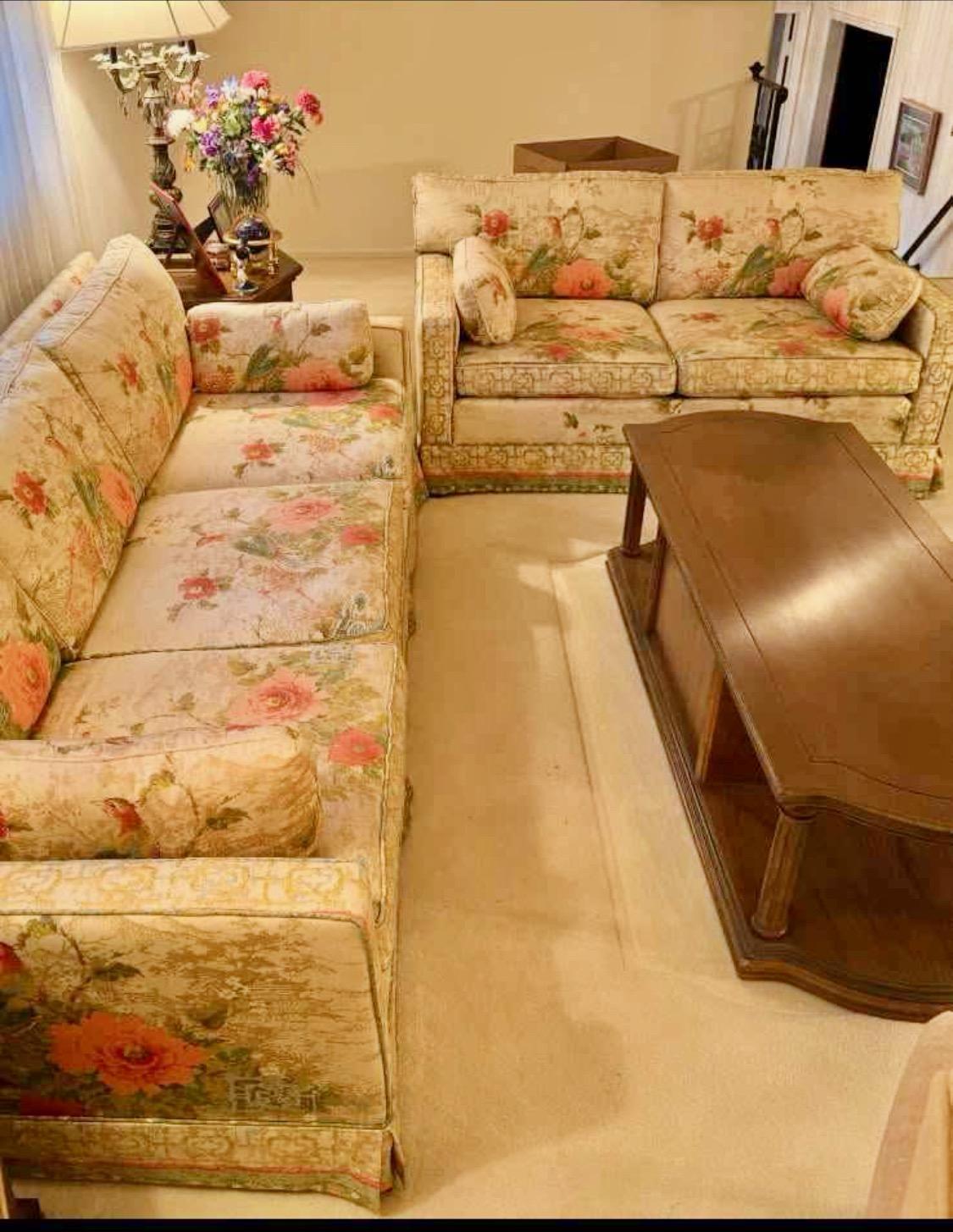Quilted Greef-Warner Peony Garden Sofa For Sale