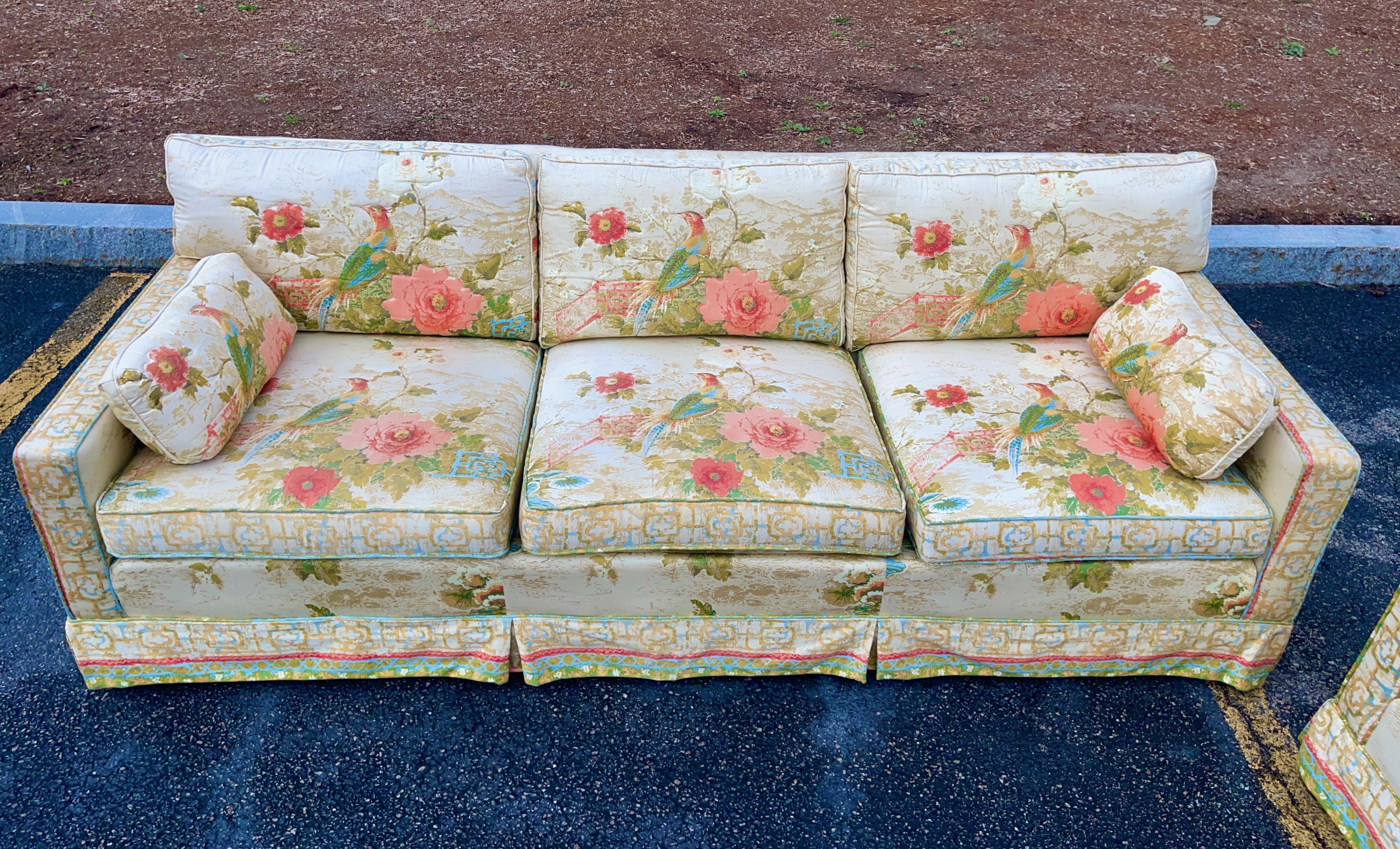 Hollywood Regency Greef-Warner Peony Garden Sofa For Sale