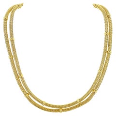greek style gold necklace Greek 18 Karat Yellow Gold Woven Two Row Vintage Necklace Signed Alexandros