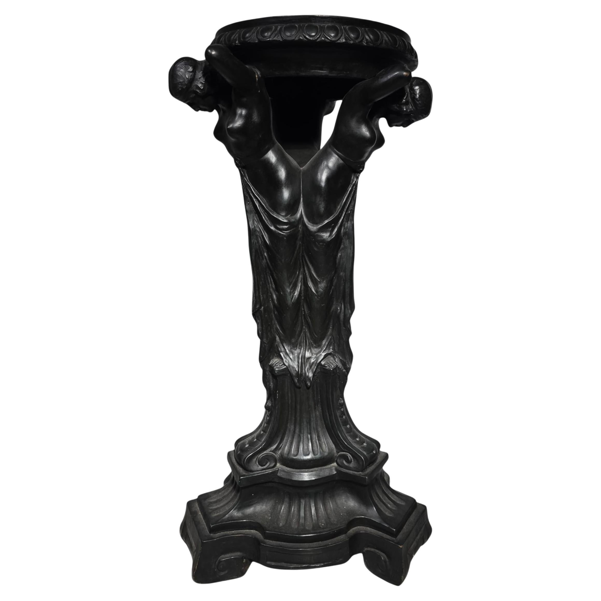 Piedistallo greco in terracotta del XIX secolo dipinto di nero