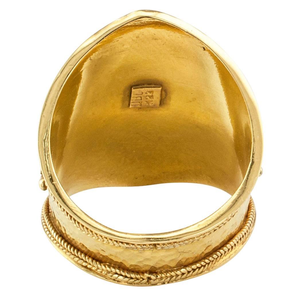 Etruscan Revival Greek 22 Karat Gold Lapis Lazuli Ring