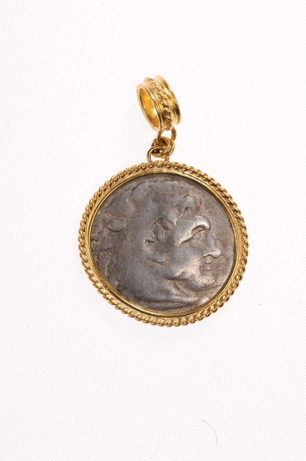 Classical Greek Greek 4th Century BC Coin Pendant (pendant only) For Sale