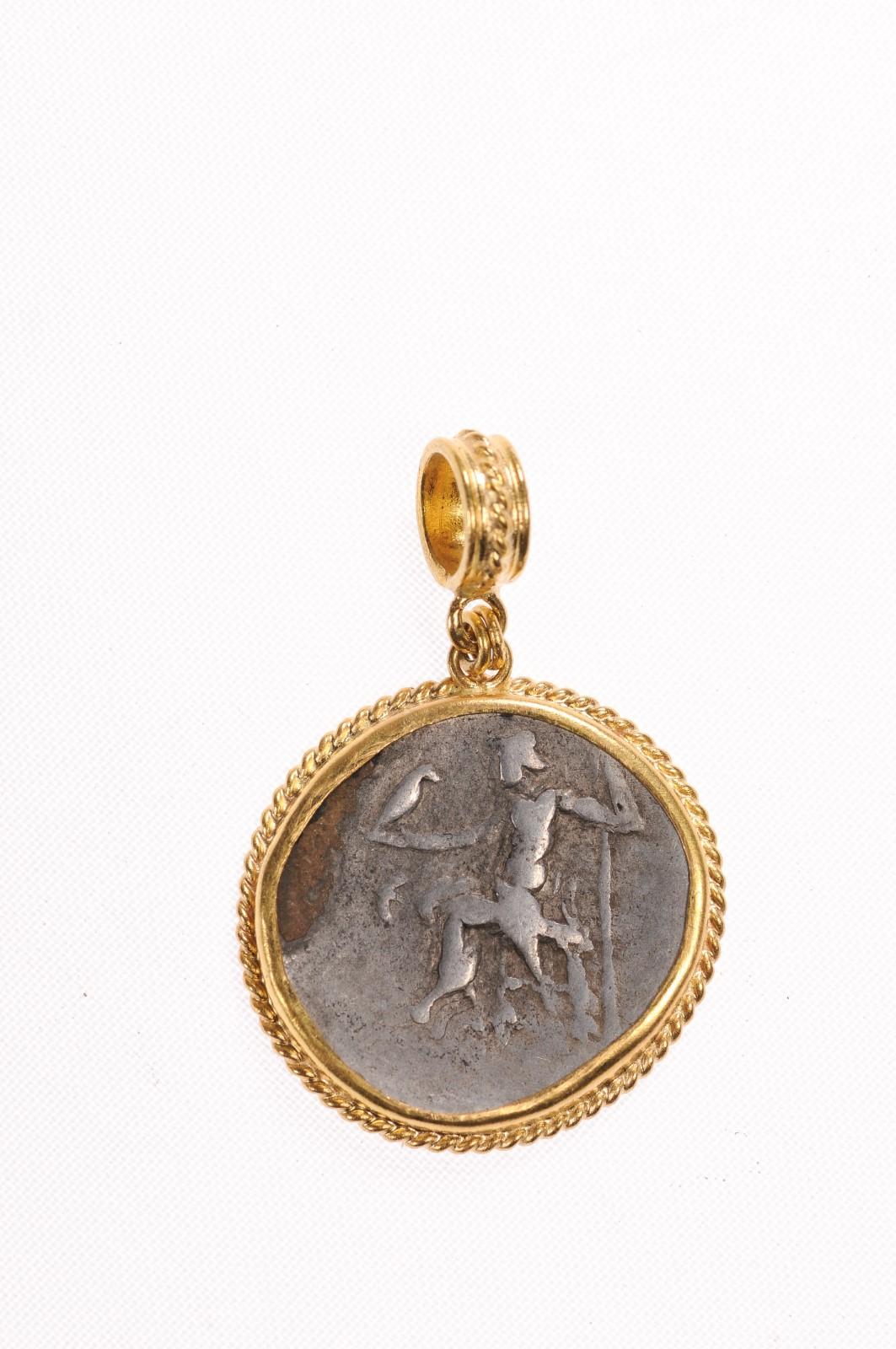 Greek 4th Century BC Coin Pendant (pendant only) In Excellent Condition For Sale In Atlanta, GA