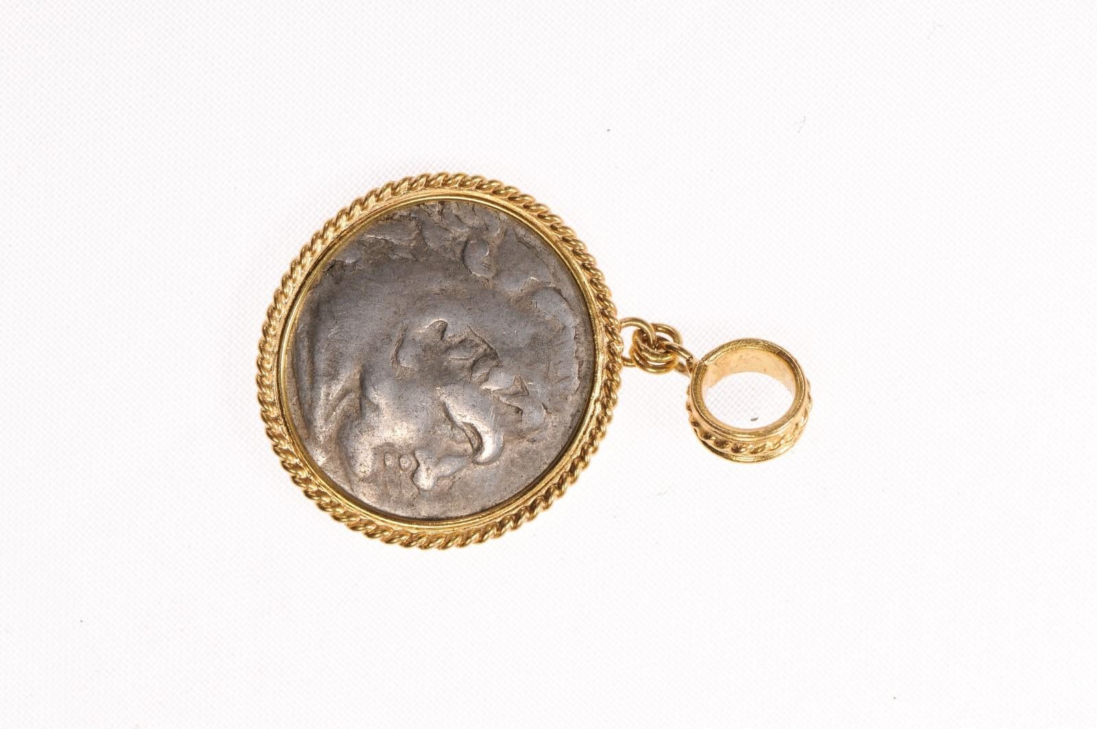Women's or Men's Greek 4th Century BC Coin Pendant (pendant only) For Sale