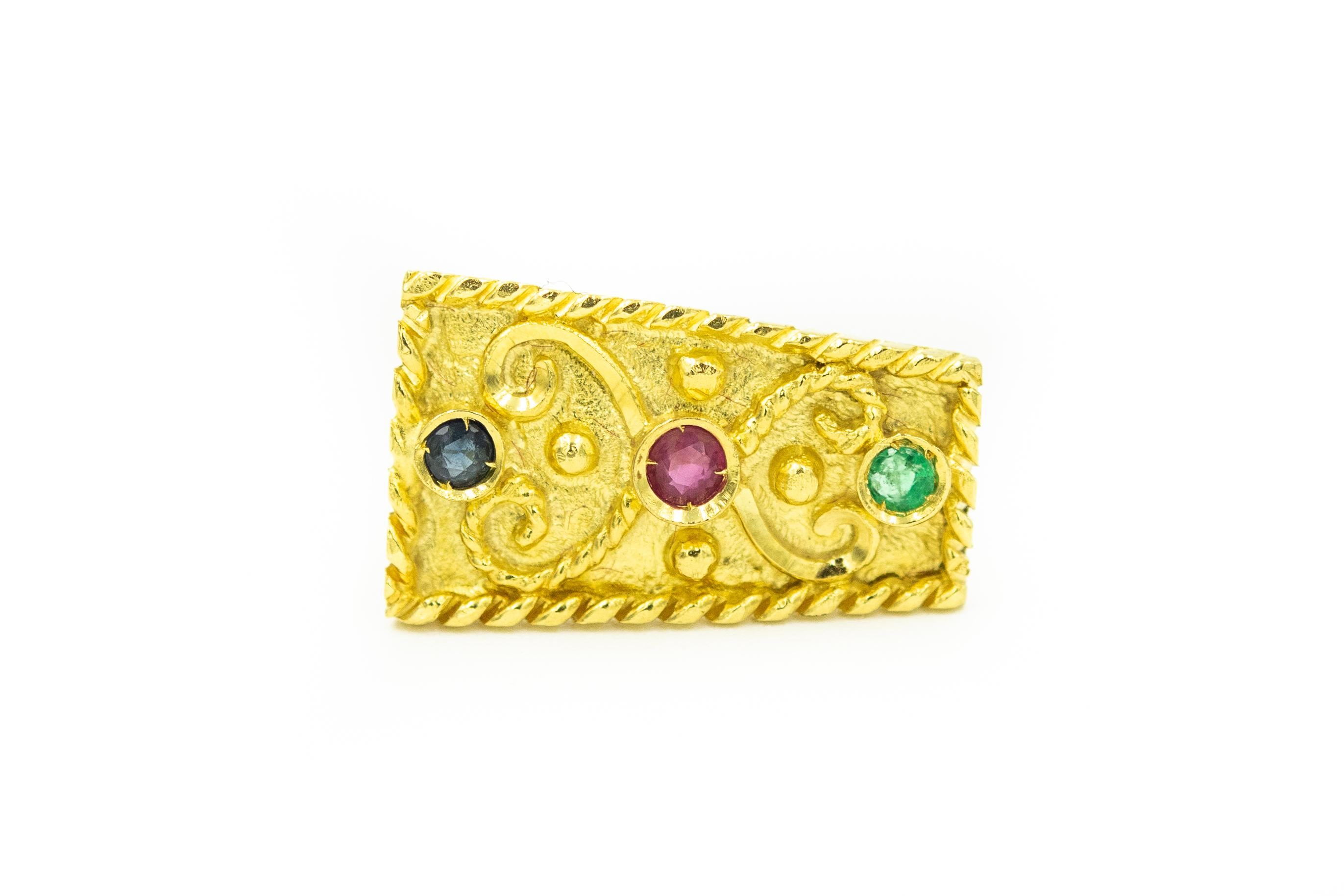 Greek Alexander Sapphire Emerald Ruby Diamond Gold Necklace Bracelet Ring Suite 12