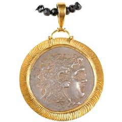 Ancient Greek Alexander the Great Tetradrachm Coin in Custom 22-Kt Gold Pendant