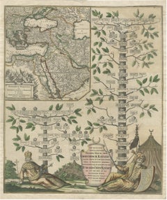 Greek and Turkish Emperors Family Tree with Map, Seutter, circa 1720