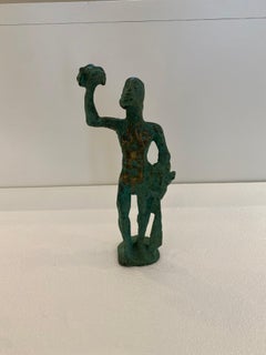 Greek Bronze Verdigris Sculpture Of Theseus, Vintage Male Figurine, 1970s