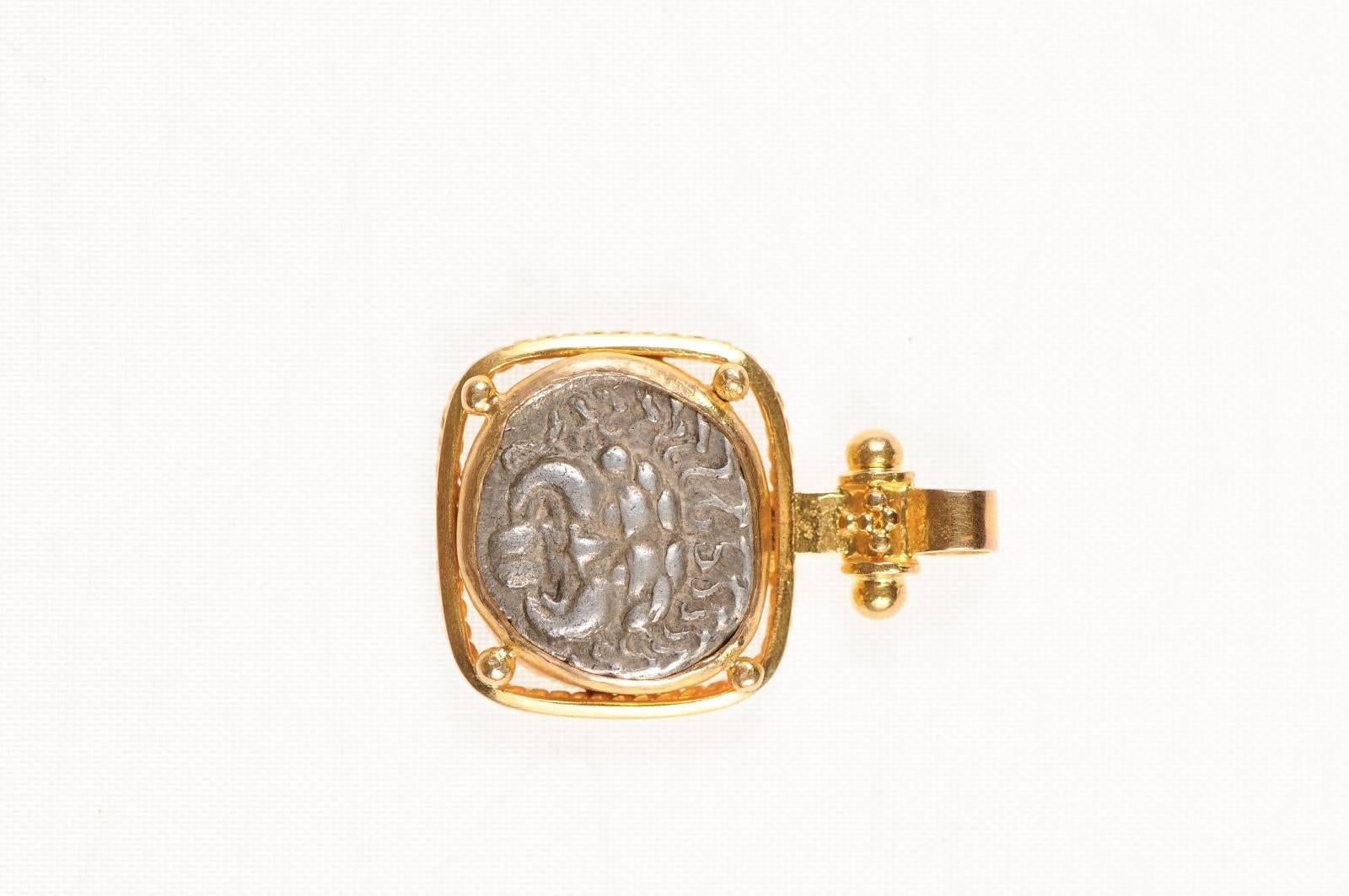 Grec Authentique pièce de monnaie grecque Apollonia Pontika, pièce de monnaie détachée AR en or 22 carats  en vente