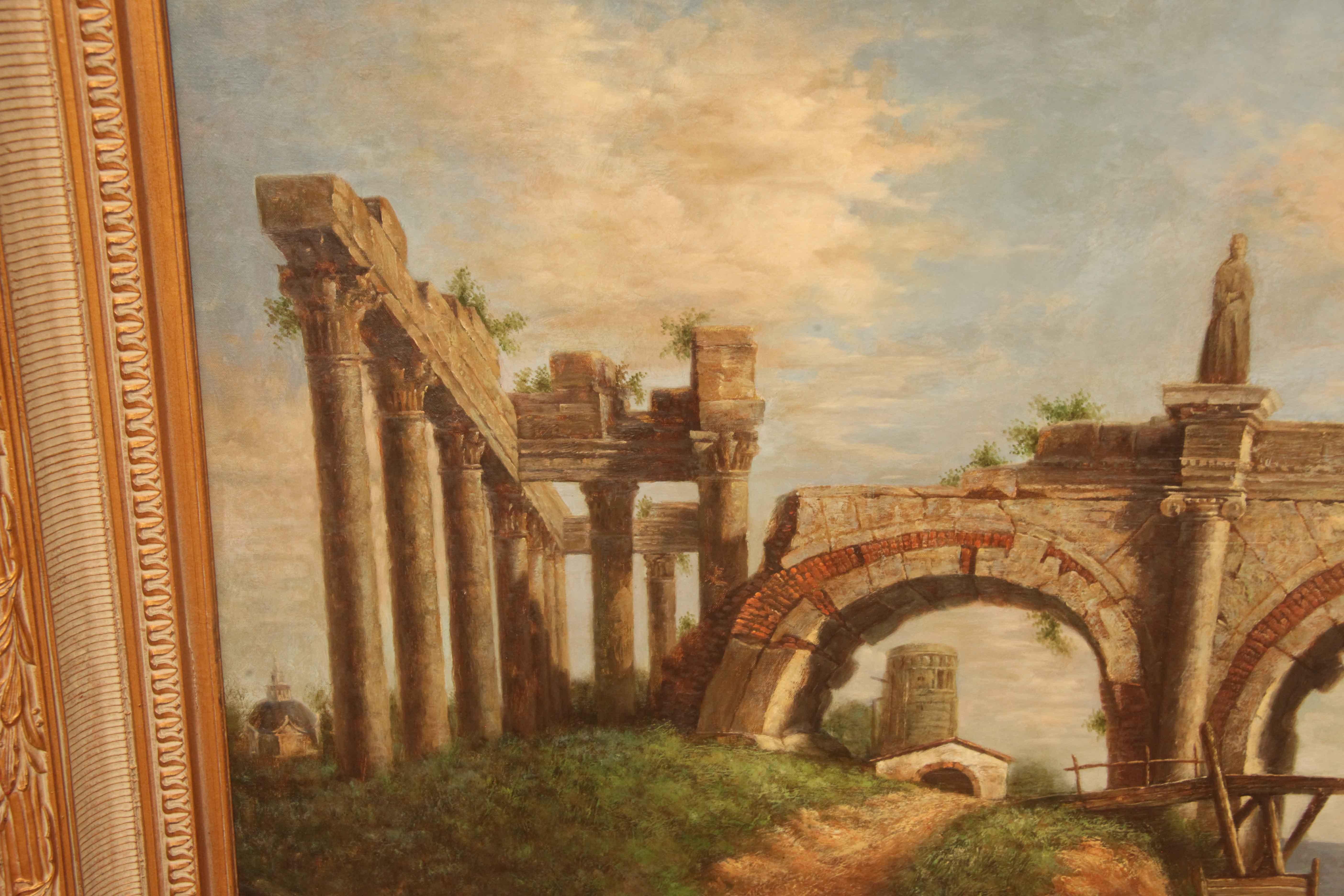 American Greek Aqueduct Oil Painting