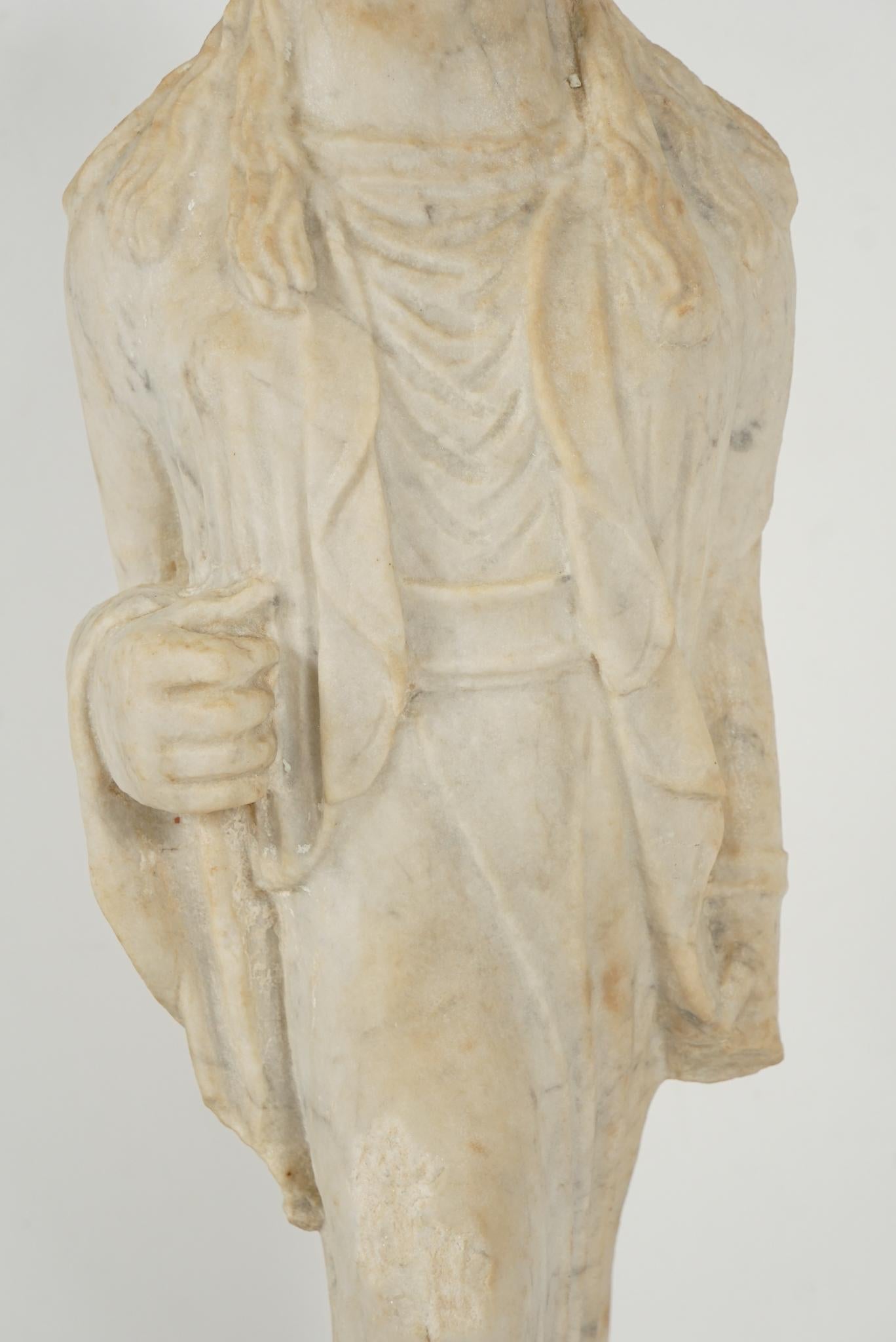 Greek Archaistic Style Carved Marble Figure 2