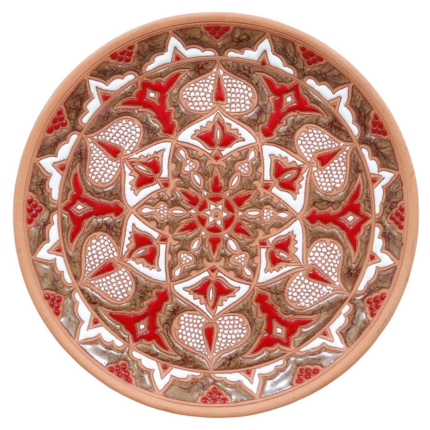 Greek Artisanal Red Clay Plate For Sale
