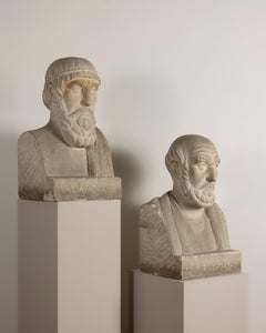 Greek Asclepius and Hippocrates Stone sculptures