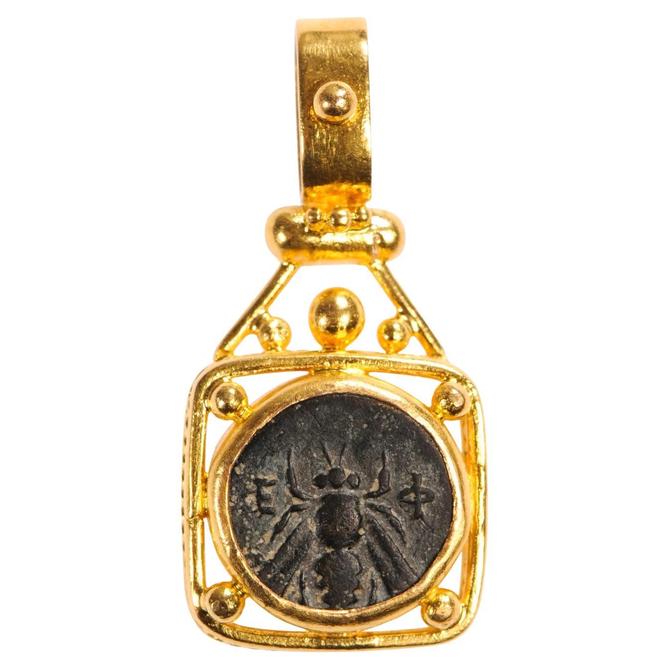Greek Bronze Coin 4th C. Pendant (pendant only) For Sale